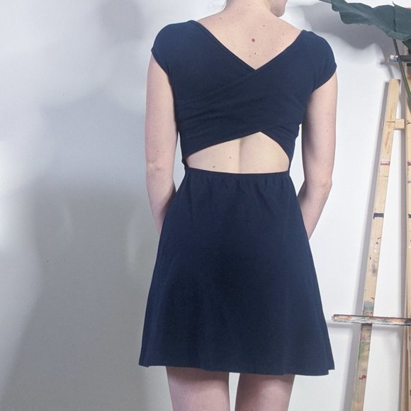 Garage Open Back Navy Skater Dress - Picture 6 of 7